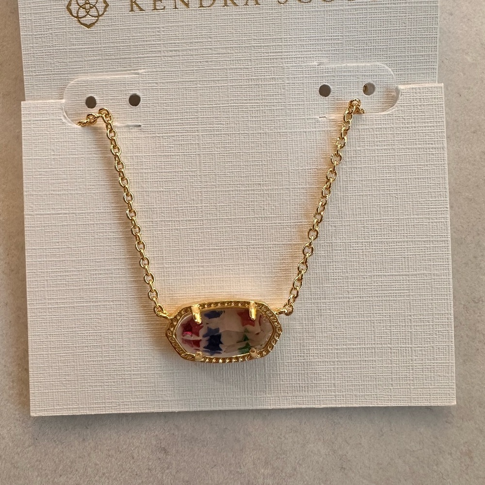 Kendra Scott Elisa Pendant Necklace Stars Red White Blue Illusion NEW - Picture 11 of 12